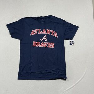 Majestic Men Blue Tee Shirt Atlanta Braves Size L
